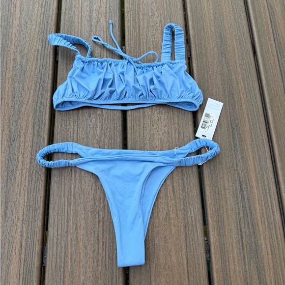 NWT Frankie’s Bikinis Greta Top and Bottom Chambray - Picture 3 of 11